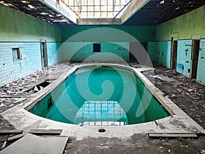 abandoned empty pool at abandoned building