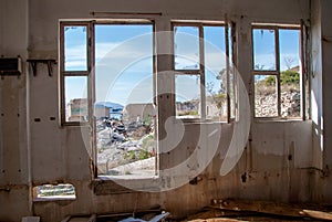 Abandoned factory building-broken windows