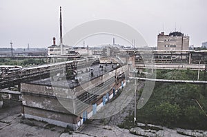 Abandoned factory - concrete ruins in industrial district