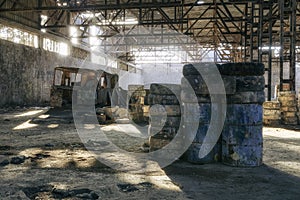 Abandoned factory hangar, where games are held in paintball