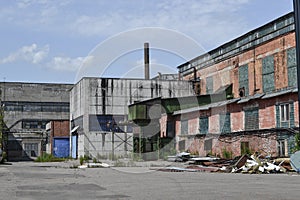 Abandoned factory. Industrial buildings of the Soviet period. Russia