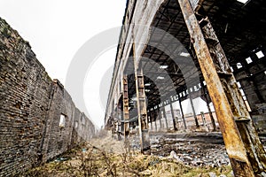 Abandoned factory. Ruins of a very heavily polluted industrial factory