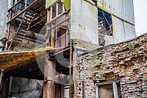 Abandoned factory. Ruins of a very heavily polluted industrial factory