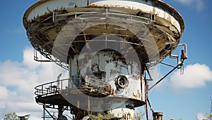 Abandoned factory, rusty machinery, weathered steel, obsolete equipment generated by AI