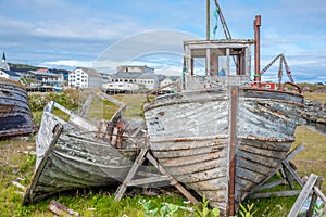 Abandoned fishing boat in BerlevÃ¥g in Finnmark, Norway