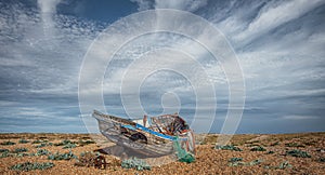 Abandoned fishing boat at Dungeness