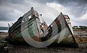 Abandoned fishing boats on Mull, Scotland.