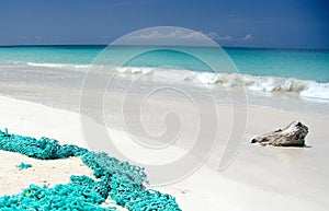 Abandoned fishnet at Ffryes beach