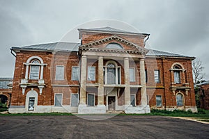 Abandoned former Nechaev`s mansion in Polibino village