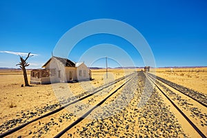 Abandoned Garub Railway Station in Namibia located on the road to Luderitz