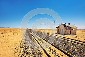 Abandoned Garub Railway Station in Namibia located on the road to Luderitz