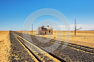 Abandoned Garub Railway Station in Namibia located on the road to Luderitz
