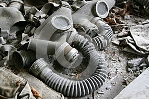 Abandoned gas masks photo