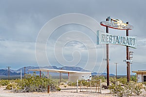 Abandoned gas station on US Route 66 in Mojave Desert, CA