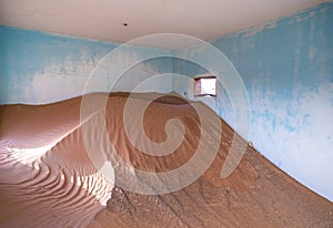 Abandoned ghost village in Arabian desert.