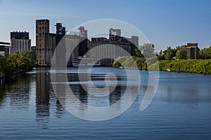 Abandoned Grain Elevators and river - Buffalo, New York