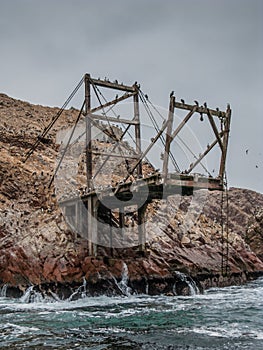 Abandoned guano loading stand in Ballestas islands