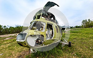 Abandoned helicopter at the airfield