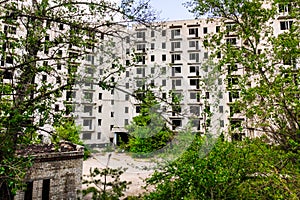 Abandoned high-rise buildings, city. Clean quarts and buildings without windows or doors.