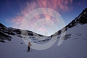 Abandoned hiker approaching the peak of Jebel Toubkal