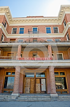 Abandoned hotel exterior