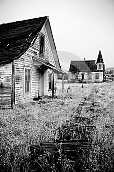 Abandoned house and church