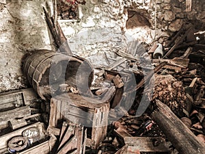 Abandoned house in Croatia with wood furnitzra photo