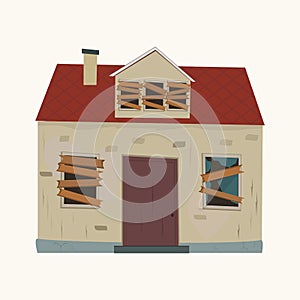 Abandoned house. Flat design.