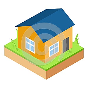 Abandoned house icon isometric vector. Old onestory house on overgrown land plot
