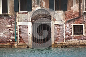 Abandoned house in the middle of the water in venice