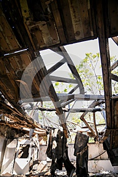 Abandoned house. Ruined home for living