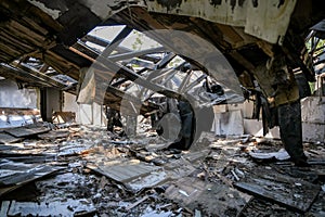 Abandoned house. Ruined home for living