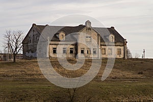Abandoned house for servants of an old gentry manor photo