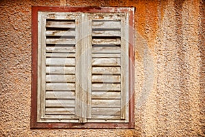 Abandoned house shutters detail