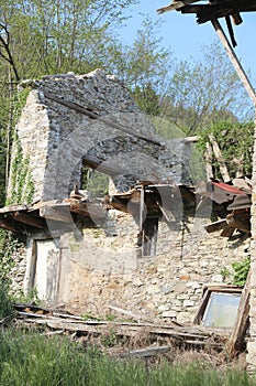abandoned house after the terrible earthquake in the area called photo