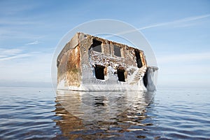 Abandoned house in water