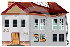 Abandoned house on white background