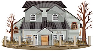 Abandoned house on white background