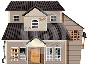 Abandoned house on white background