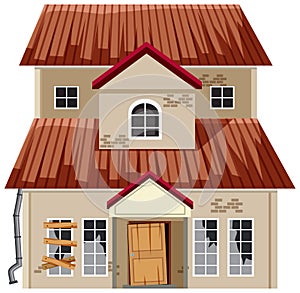 Abandoned house on white background