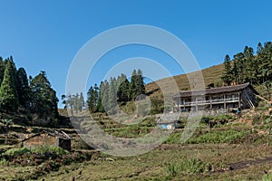 Abandoned houses on rural meadows