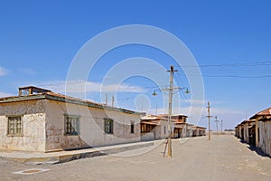 Abandoned Humberstone and Santa Laura saltpeter works factory, near Iquique, northern Chile, South America