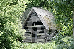 Abandoned hunting lodge middle of the forest