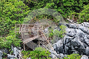 Abandoned hut on the limestone hills