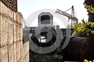Abandoned hydrotechnical construction site photo