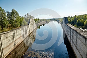 Abandoned hydrotechnical construction site photo
