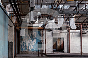 The abandoned industrial building. Fantasy interior scene