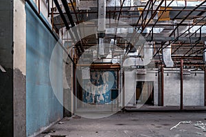 The abandoned industrial building. Fantasy interior scene