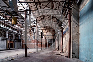 The abandoned industrial building. Fantasy interior scene