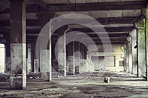 Abandoned industrial building interior